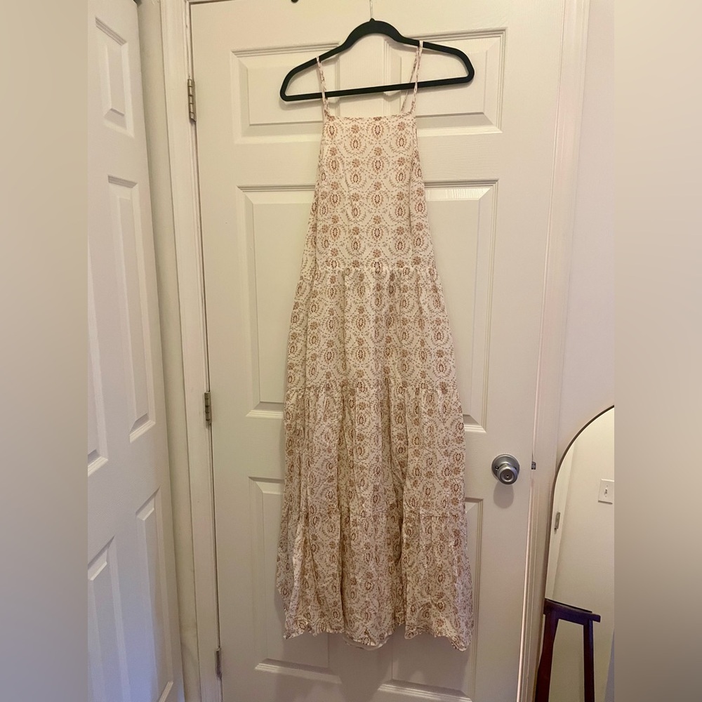 American Eagle Outfitters Cream and Brown Patterned Dress